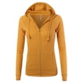 thumbnail image 1 of A2Y Women's Casual Fitted Lightweight Pocket Zip Up Hoodie Mustard M, 1 of 3