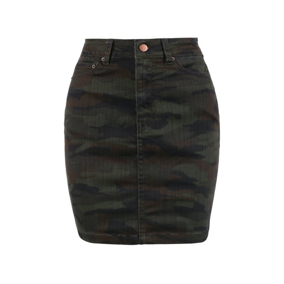 A2Y Women's Casual Rayon Denim Jean Short Mini Skirts Army Green S