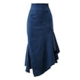 thumbnail image 1 of A2Y Women's Casual Rayon High Waist Back Zipper Denim Jean Long Skirts Dark Wash 1XL, 1 of 3