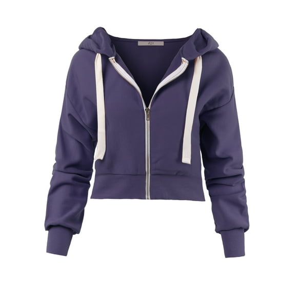 A2Y Women's Casual Regular Fit Heavy Weighted Zip Up Hoodie Sweatshirt Purple M