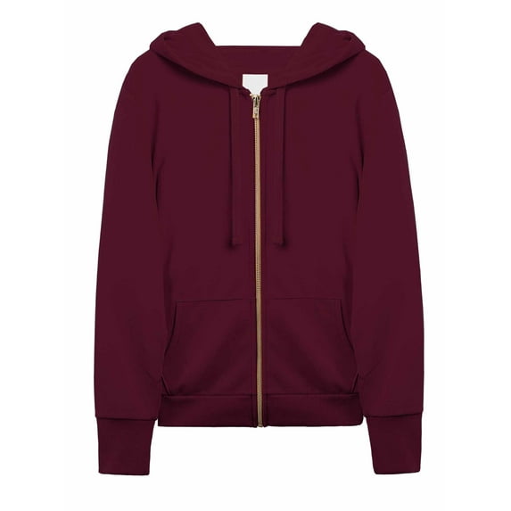 A2Y Women's Causal Basic Simple Zip Up Hoodie Sweat Jacket Burgundy L