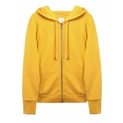 A2Y Women's Causal Basic Simple Zip Up Hoodie Sweat Jacket Mustard XL