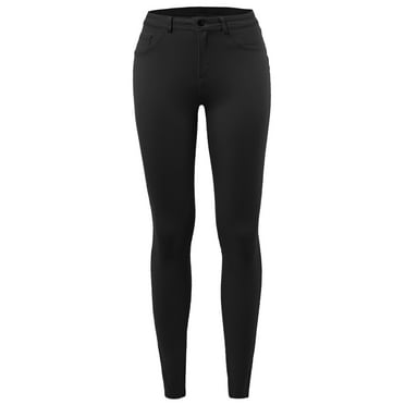 A2Y Women's Comfort Mordern Stretch Skinny Ponte Pants Black 2XL