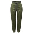 thumbnail image 1 of A2Y Women's Cotton Satin Rhinestone Belt Side Pocket High Rise Cargo Pants Olive M, 1 of 1