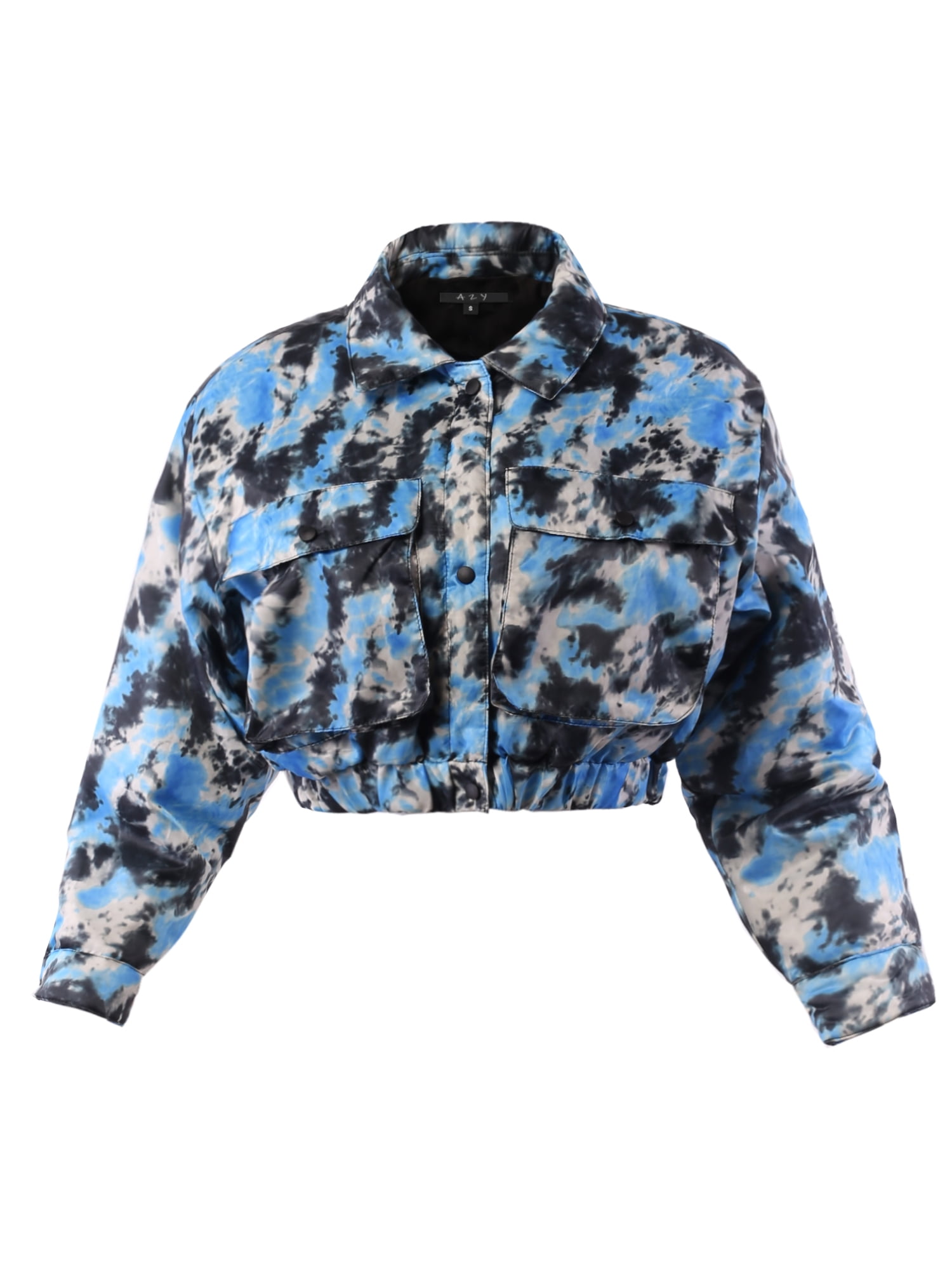 Spiral Blue Tie Dye Women's Bomber Jacket