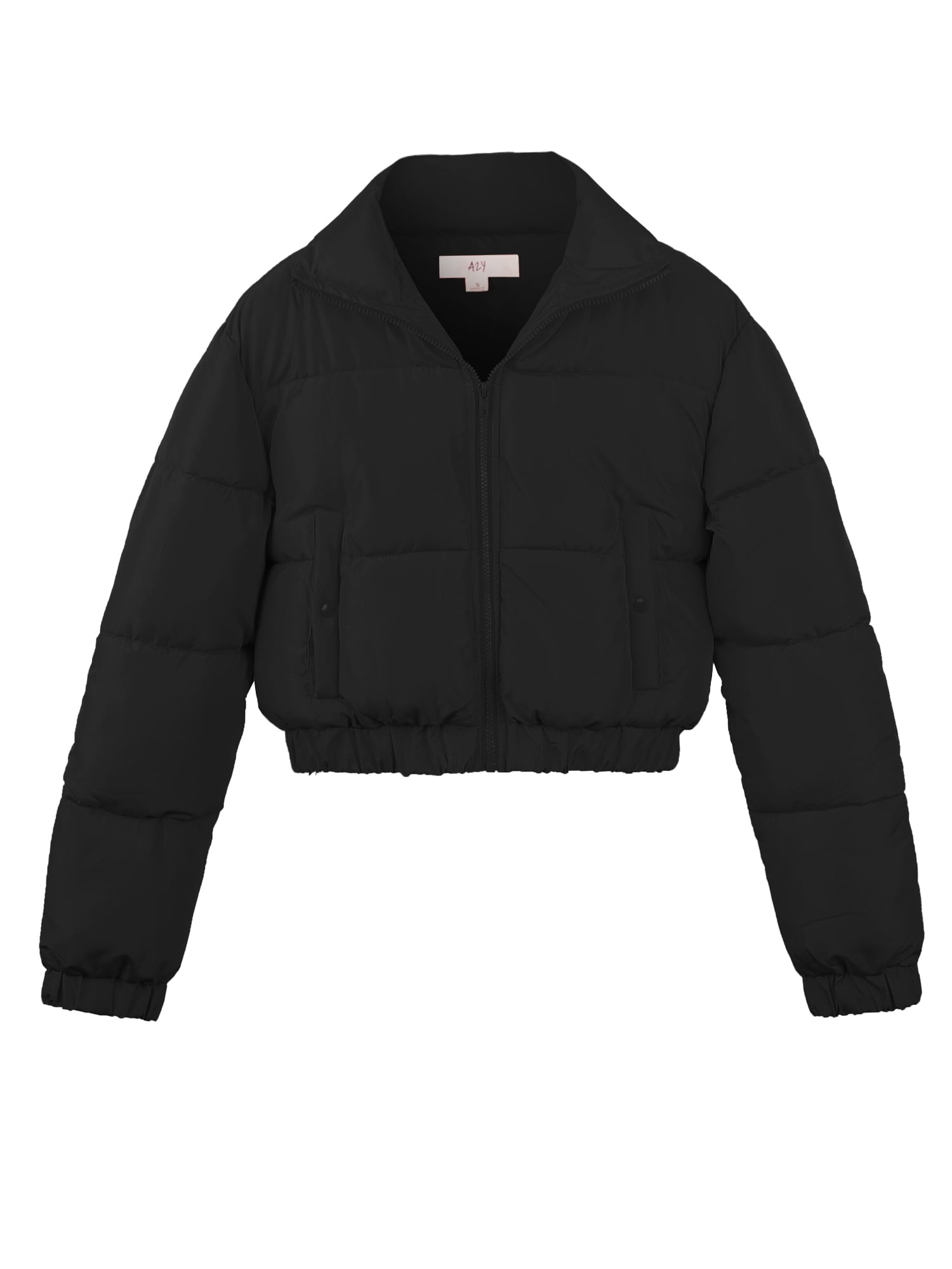 A2Y Women's Cropped Zipper Puffer Jacket Black S — free download