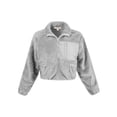 thumbnail image 1 of A2Y Women's Cute Sherpa Fuzzy Two Zipper Pockets Front Details Crop Jackets Light Grey L, 1 of 4