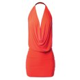 thumbnail image 1 of A2Y Women's Deep Sexy V-Neck Halter Backless Party Club Mini Dress Coral 3XL, 1 of 3