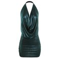 thumbnail image 1 of A2Y Women's Deep Sexy V-Neck Halter Backless Party Club Mini Dress Foil Jade S, 1 of 3
