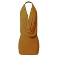 thumbnail image 1 of A2Y Women's Deep Sexy V-Neck Halter Backless Party Club Mini Dress Mustard XL, 1 of 3