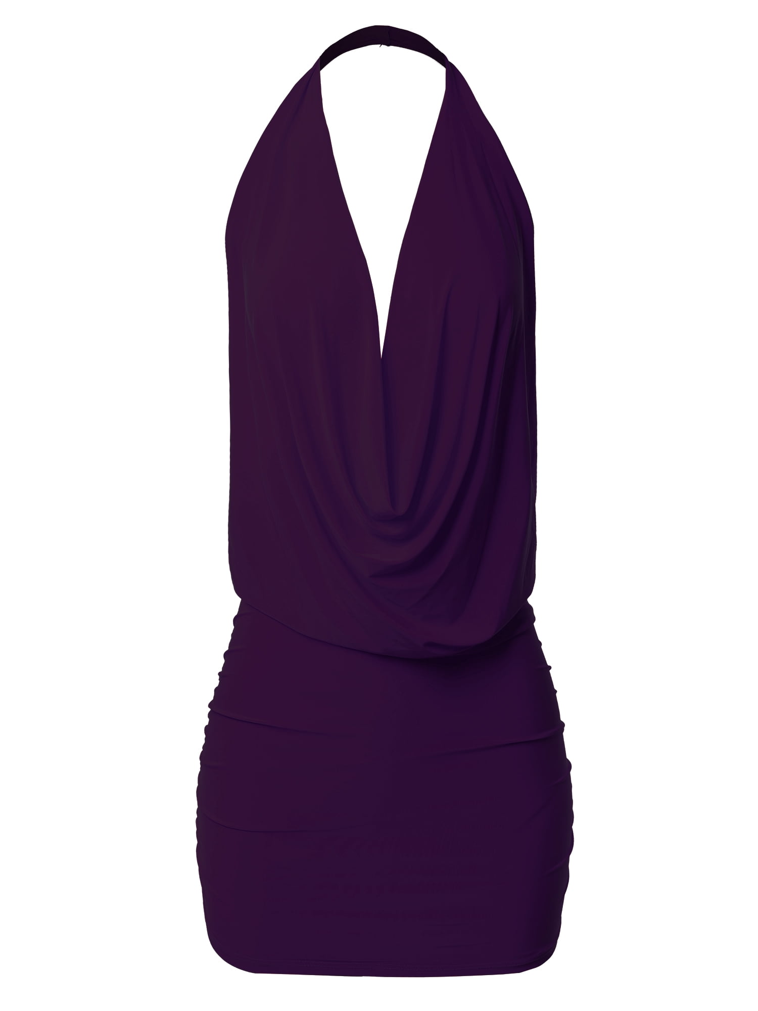 A2Y Women's Deep Sexy V-Neck Halter Backless Party Club Mini Dress Purple  XL - Walmart.com