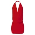 thumbnail image 1 of A2Y Women's Deep Sexy V-Neck Halter Backless Party Club Mini Dress Red M, 1 of 3
