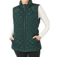 thumbnail image 1 of A2Y Women's Diamond Quilted Padding Zip Front Side Pockets Vest Huntergreen XL, 1 of 3