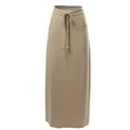thumbnail image 1 of A2Y Women's Drawstring Waist Side Pockets Rayon Maxi Skirt Ash Mocha L, 1 of 4