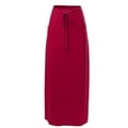 thumbnail image 1 of A2Y Women's Drawstring Waist Side Pockets Rayon Maxi Skirt Burgundy 2XL, 1 of 4