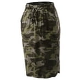 thumbnail image 1 of A2Y Women's Elastic Waist Self Tie Tulip Hem Side Pocket Skirt Army Camouflage L, 1 of 5