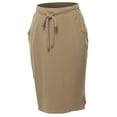 thumbnail image 1 of A2Y Women's Elastic Waist Self Tie Tulip Hem Side Pocket Skirt Ash Mocha 5XL, 1 of 5