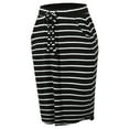 thumbnail image 1 of A2Y Women's Elastic Waist Self Tie Tulip Hem Side Pocket Skirt Black Ivory 2XL, 1 of 5