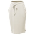 thumbnail image 1 of A2Y Women's Elastic Waist Self Tie Tulip Hem Side Pocket Skirt Bone L, 1 of 5