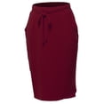 thumbnail image 1 of A2Y Women's Elastic Waist Self Tie Tulip Hem Side Pocket Skirt Cabernet 2XL, 1 of 5