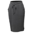 thumbnail image 1 of A2Y Women's Elastic Waist Self Tie Tulip Hem Side Pocket Skirt Charcoal 1XL, 1 of 5