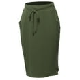 thumbnail image 1 of A2Y Women's Elastic Waist Self Tie Tulip Hem Side Pocket Skirt Dark Olive M, 1 of 5