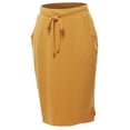thumbnail image 1 of A2Y Women's Elastic Waist Self Tie Tulip Hem Side Pocket Skirt Golden Mustard 3XL, 1 of 5