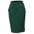 thumbnail image 1 of A2Y Women's Elastic Waist Self Tie Tulip Hem Side Pocket Skirt Huntergreen 2XL, 1 of 5