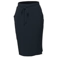 thumbnail image 1 of A2Y Women's Elastic Waist Self Tie Tulip Hem Side Pocket Skirt Midnight Navy S, 1 of 5