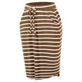 thumbnail image 1 of A2Y Women's Elastic Waist Self Tie Tulip Hem Side Pocket Skirt Mocha Ivory 2XL, 1 of 5