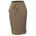 thumbnail image 1 of A2Y Women's Elastic Waist Self Tie Tulip Hem Side Pocket Skirt Mocha XL, 1 of 5