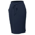 thumbnail image 1 of A2Y Women's Elastic Waist Self Tie Tulip Hem Side Pocket Skirt Navy 5XL, 1 of 5