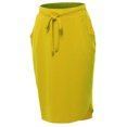 thumbnail image 1 of A2Y Women's Elastic Waist Self Tie Tulip Hem Side Pocket Skirt Olive Mustard 4XL, 1 of 5