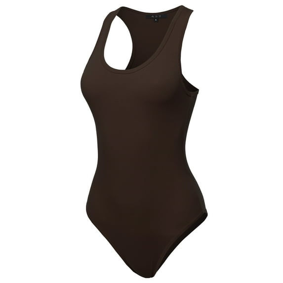 A2Y Women's Fashion Basic Premium Cotton Racerback Tank Body Suit Americano XL