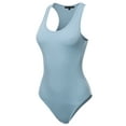 thumbnail image 1 of A2Y Women's Fashion Basic Premium Cotton Racerback Tank Body Suit Ash Blue L, 1 of 5