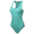 thumbnail image 1 of A2Y Women's Fashion Basic Premium Cotton Racerback Tank Body Suit Ash Mint M, 1 of 5