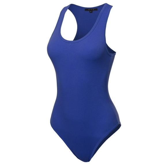 A2Y Women's Fashion Basic Premium Cotton Racerback Tank Body Suit Bright Blue XS