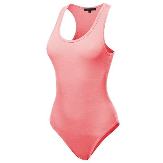 A2Y Women's Fashion Basic Premium Cotton Racerback Tank Body Suit Bright Pink S