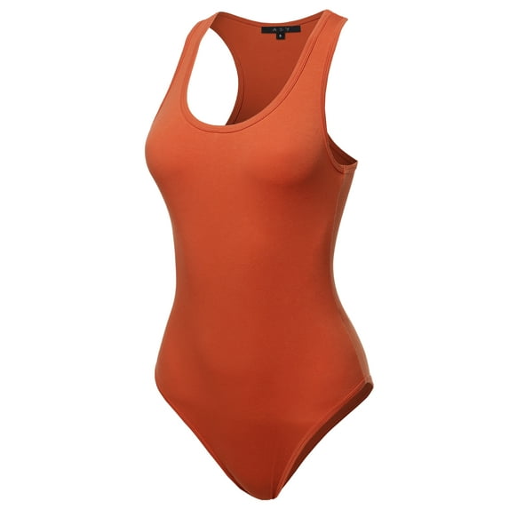 A2Y Women's Fashion Basic Premium Cotton Racerback Tank Body Suit Copper M