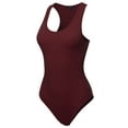 thumbnail image 1 of A2Y Women's Fashion Basic Premium Cotton Racerback Tank Body Suit Dark Burgundy M, 1 of 5