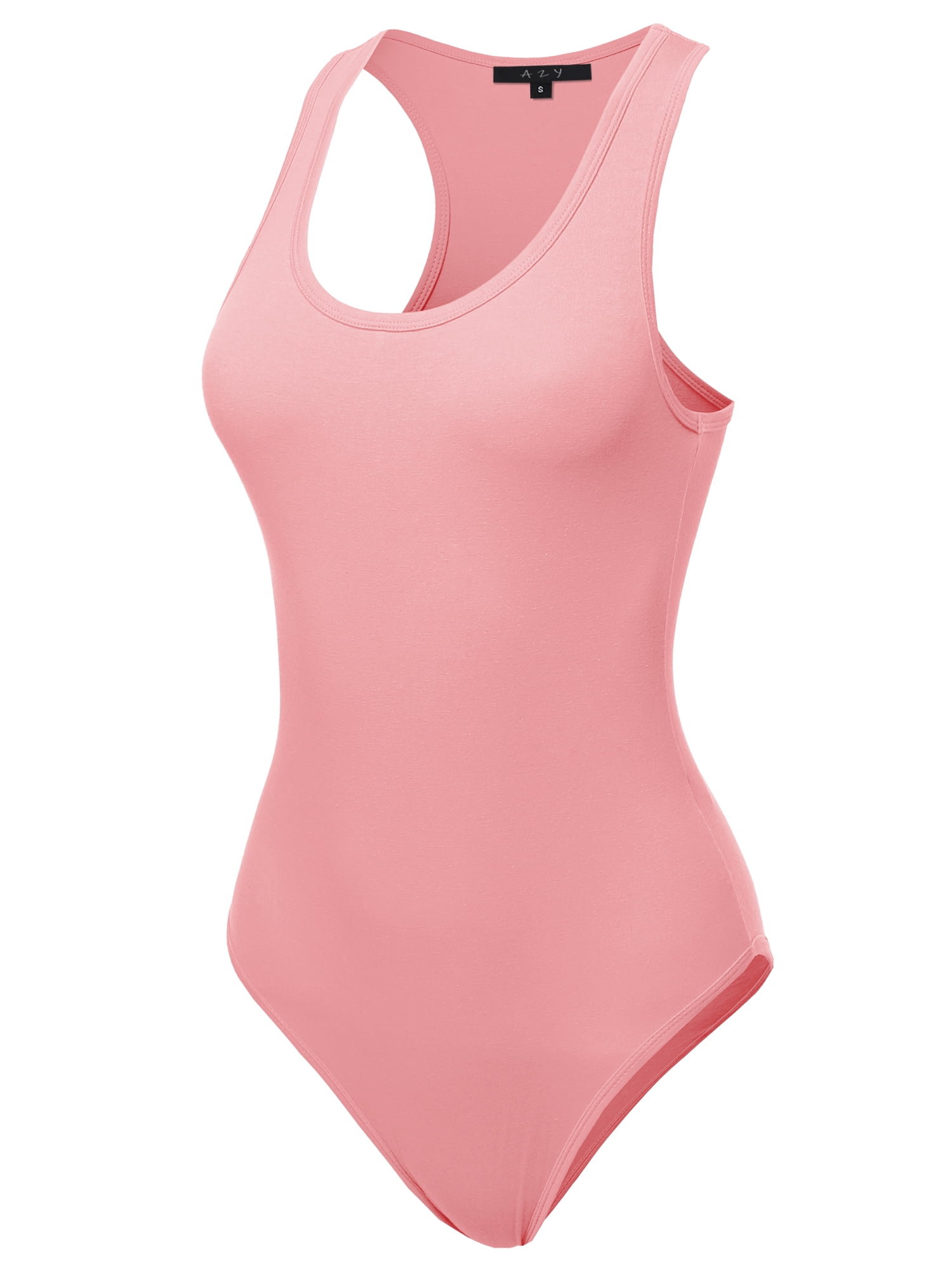 A2Y Women's Fashion Basic Premium Cotton Racerback Tank Body Suit Dusty  Pink S 