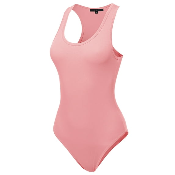 A2Y Women's Fashion Basic Premium Cotton Racerback Tank Body Suit Dusty Pink S