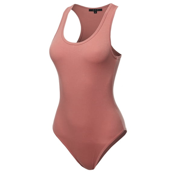 A2Y Women's Fashion Basic Premium Cotton Racerback Tank Body Suit Dusty Rose XS