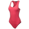 thumbnail image 1 of A2Y Women's Fashion Basic Premium Cotton Racerback Tank Body Suit Fuchsia M, 1 of 5