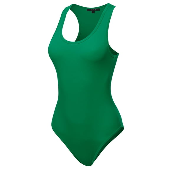 A2Y Women's Fashion Basic Premium Cotton Racerback Tank Body Suit Kelly Green XL