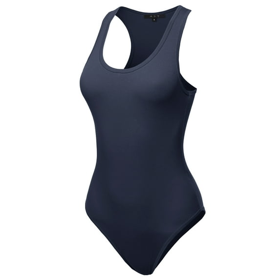 A2Y Women's Fashion Basic Premium Cotton Racerback Tank Body Suit Navy XS