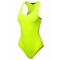 thumbnail image 1 of A2Y Women's Fashion Basic Premium Cotton Racerback Tank Body Suit Neon Lime L, 1 of 5