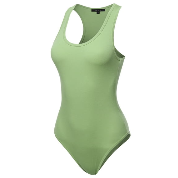 A2Y Women's Fashion Basic Premium Cotton Racerback Tank Body Suit Sage M