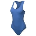 thumbnail image 1 of A2Y Women's Fashion Basic Premium Cotton Racerback Tank Body Suit Sapphire S, 1 of 5