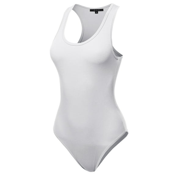 A2Y Women's Fashion Basic Premium Cotton Racerback Tank Body Suit White M